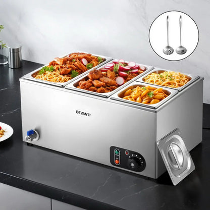 Devanti Commercial Food Warmer Bain Marie 4 Electric Buffet Pans - Mekamart Australia