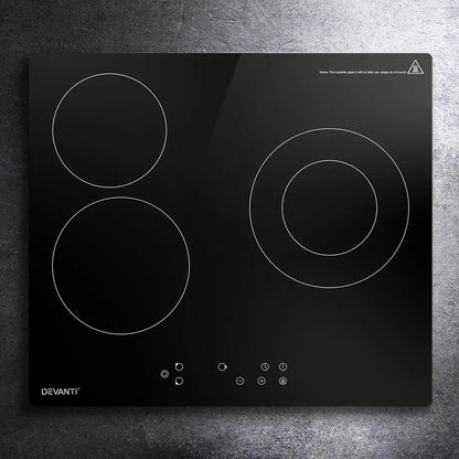 Devanti Electric Ceramic Cooktop 60cm Kitchen Cooker 4 Burner Hob Touch Control 5200W - Mekamart Australia