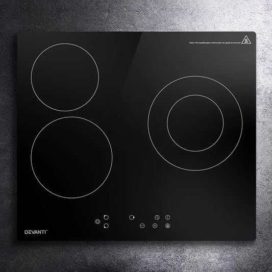 Devanti Electric Ceramic Cooktop 60cm Kitchen Cooker 4 Burner Hob Touch Control 5200W - Mekamart Australia