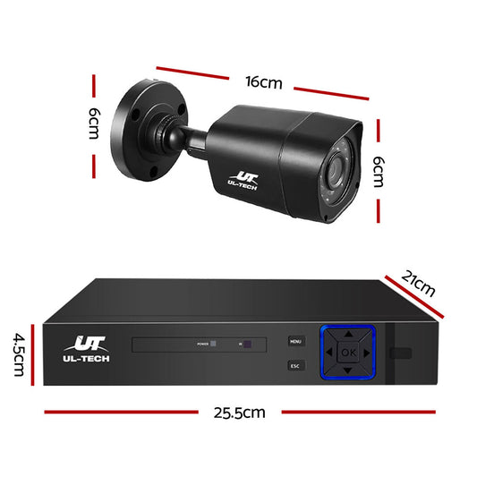 UL-TECH 1080P Security Camera System 4CH DVR with 4 CCTV Square Cameras