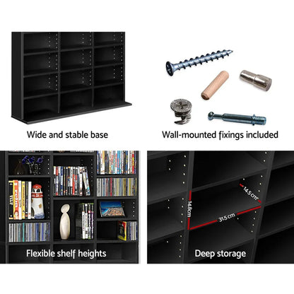 Artiss Bookshelf CD Storage Rack - BERT Black - Mekamart Australia