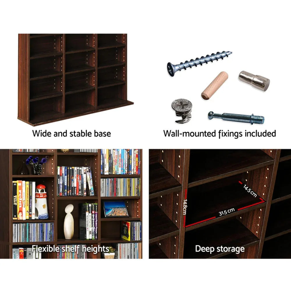 Artiss Bookshelf CD Storage Rack - BERT Walnut - Mekamart Australia