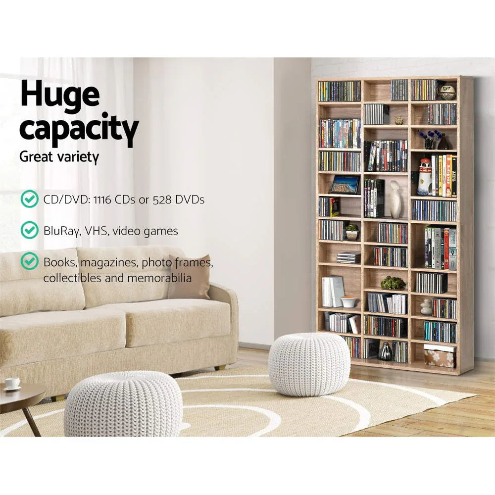 Artiss Bookshelf CD Storage Rack - BERT Oak - Mekamart Australia