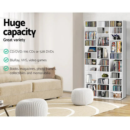 Artiss Bookshelf CD Storage Rack - BERT White - Mekamart Australia