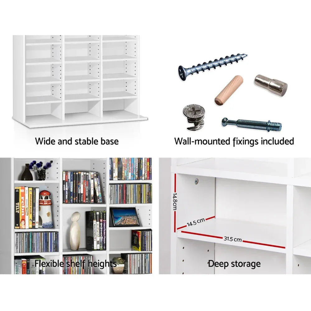 Artiss Bookshelf CD Storage Rack - BERT White - Mekamart Australia