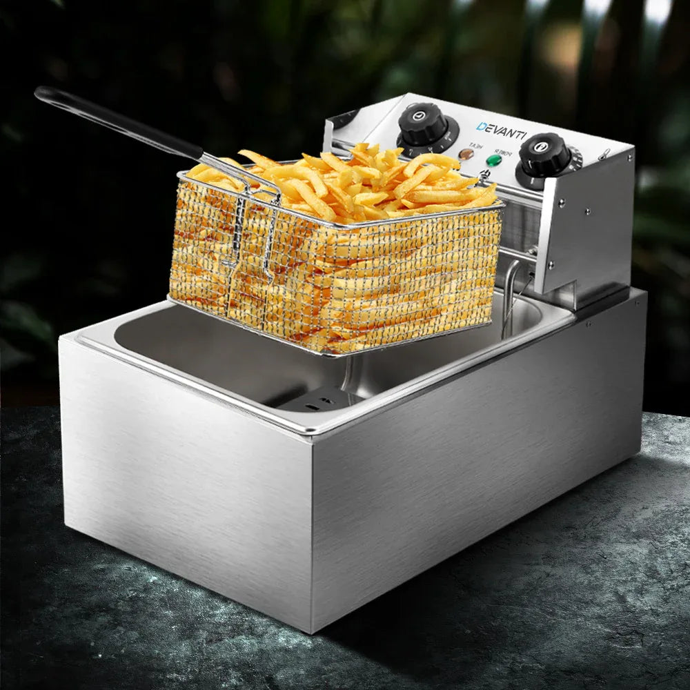Devanti 10L Electric Commercial Deep Fryer Single Basket 2200W - Mekamart Australia