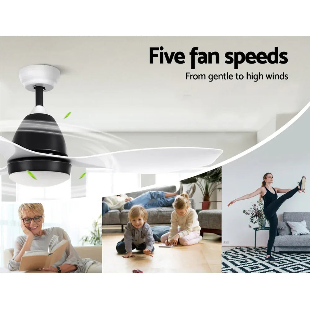 Devanti 48'' Ceiling Fan DC Motor w/Light w/Remote - White - Mekamart Australia