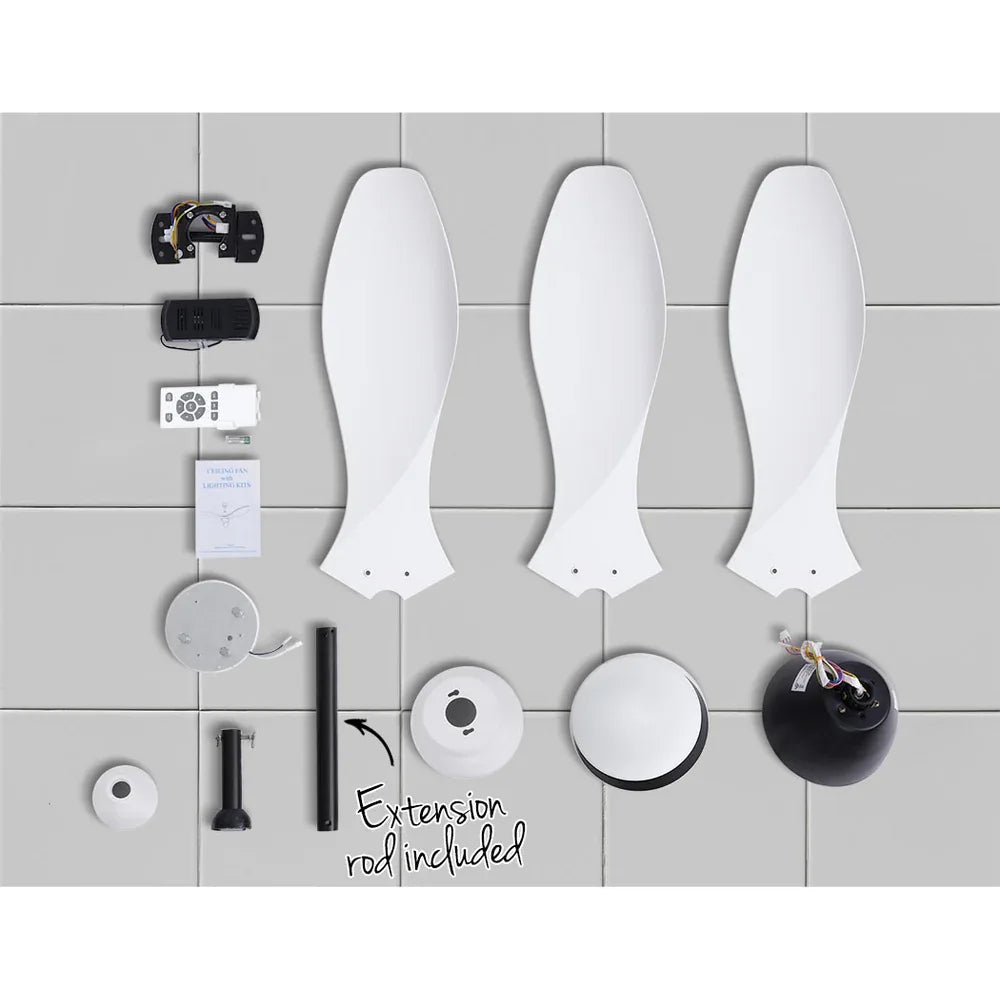 Devanti 48'' Ceiling Fan DC Motor w/Light w/Remote - White - Mekamart Australia