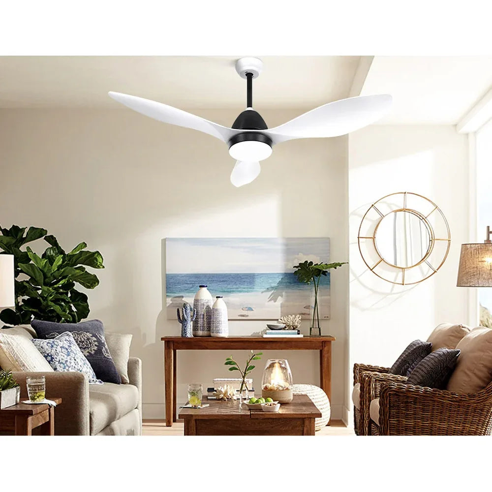 Devanti 48'' Ceiling Fan DC Motor w/Light w/Remote - White - Mekamart Australia