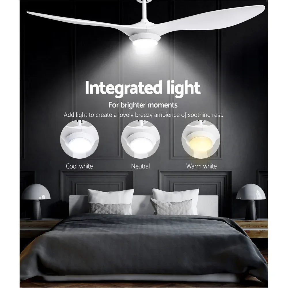 Devanti 52'' Ceiling Fan DC Motor w/Light w/Remote - White - Mekamart Australia