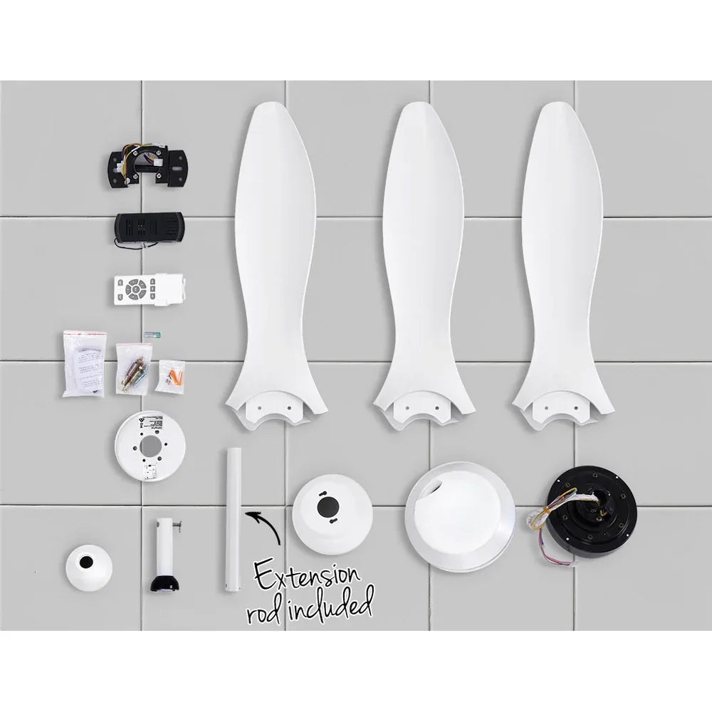 Devanti 52'' Ceiling Fan DC Motor w/Light w/Remote - White - Mekamart Australia