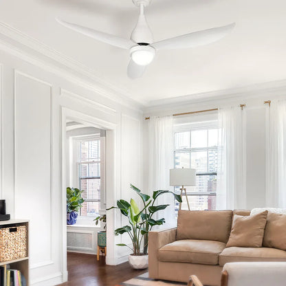 Devanti 52'' Ceiling Fan DC Motor LED Light Remote Control - White - Mekamart Australia