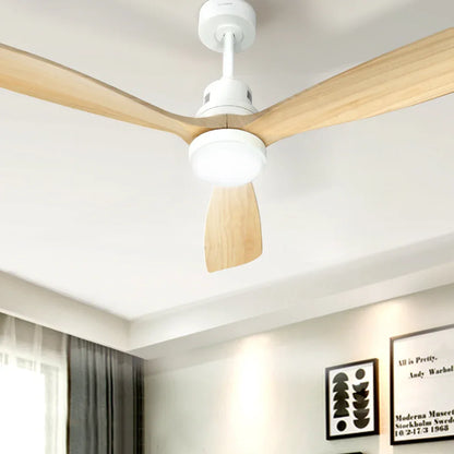 Devanti 52'' Ceiling Fan AC Motor LED Light Remote - Light Wood - Mekamart Australia