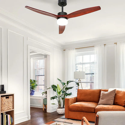 Devanti 52'' Ceiling Fan AC Motor 3 Blades w/Light - Dark Wood - Mekamart Australia
