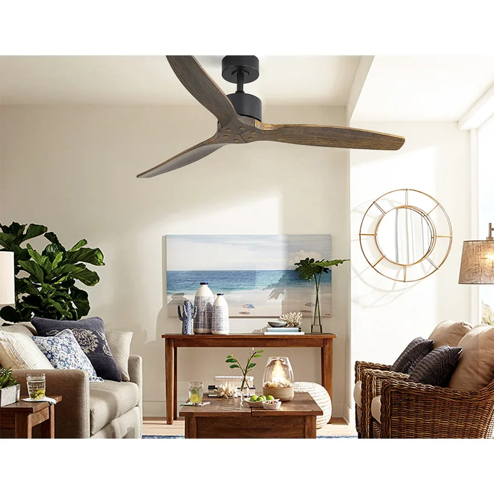 Devanti 52'' Ceiling Fan AC Motor 3 Blades w/Remote - Dark Wood - Mekamart Australia
