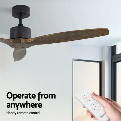 Devanti 52'' Ceiling Fan AC Motor 3 Blades w/Remote - Dark Wood - Mekamart Australia
