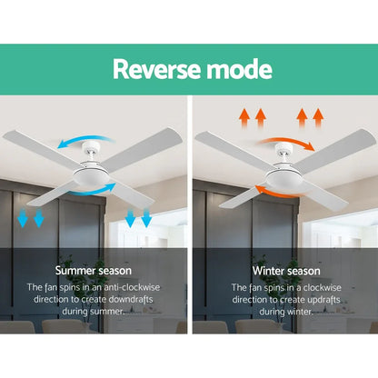 Devanti 52'' Ceiling Fan DC Motor 4 Blades w/Remote - White - Mekamart Australia
