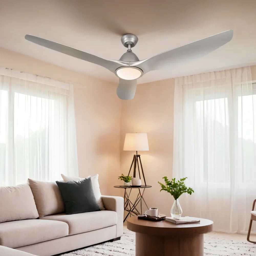 Devanti 64 Inch Ceiling Fan DC Motor w/Light w/Remote - Silver - Mekamart Australia