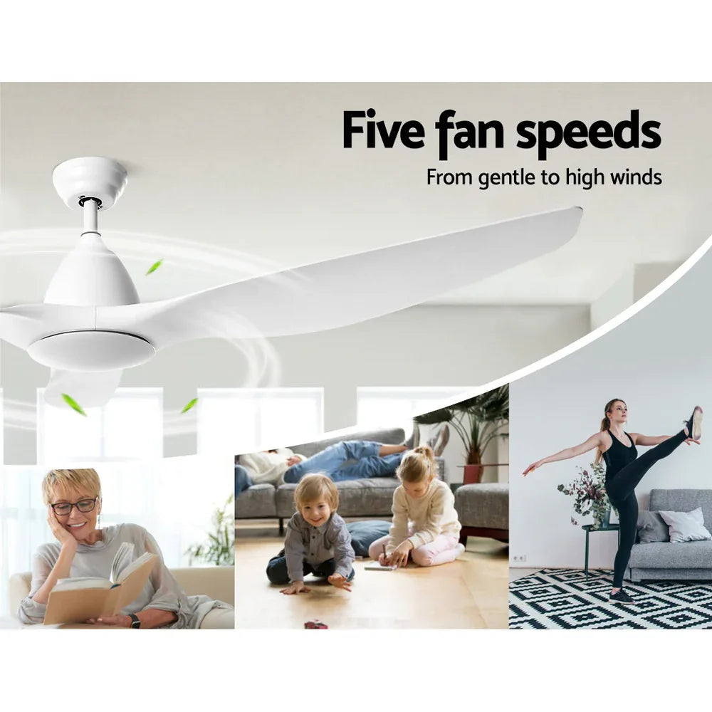 Devanti 64'' Ceiling Fan DC Motor w/Light w/Remote - White - Mekamart Australia