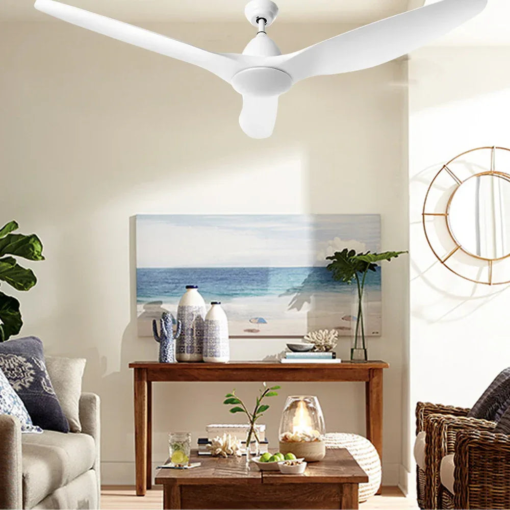 Devanti 64'' Ceiling Fan DC Motor w/Light w/Remote - White - Mekamart Australia