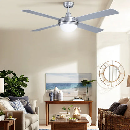 Devanti 52'' Ceiling Fan DC Motor w/Light w/Remote - Silver - Mekamart Australia