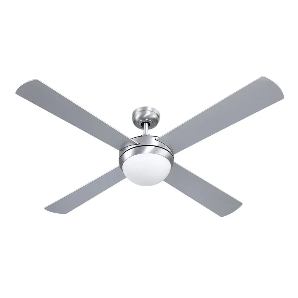 Devanti 52'' Ceiling Fan DC Motor w/Light w/Remote - Silver - Mekamart Australia