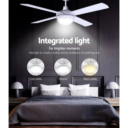 Devanti 52'' Ceiling Fan AC Motor w/Light w/Remote - White - Mekamart Australia