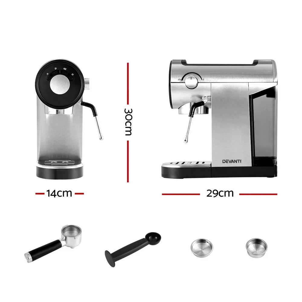 Devanti 20 Bar Coffee Machine Espresso Cafe Maker - Mekamart Australia