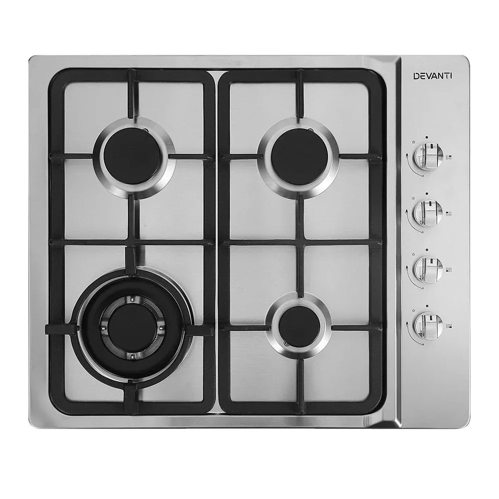 Devanti Gas Cooktop 60cm Stove Hob Silvir - Mekamart Australia