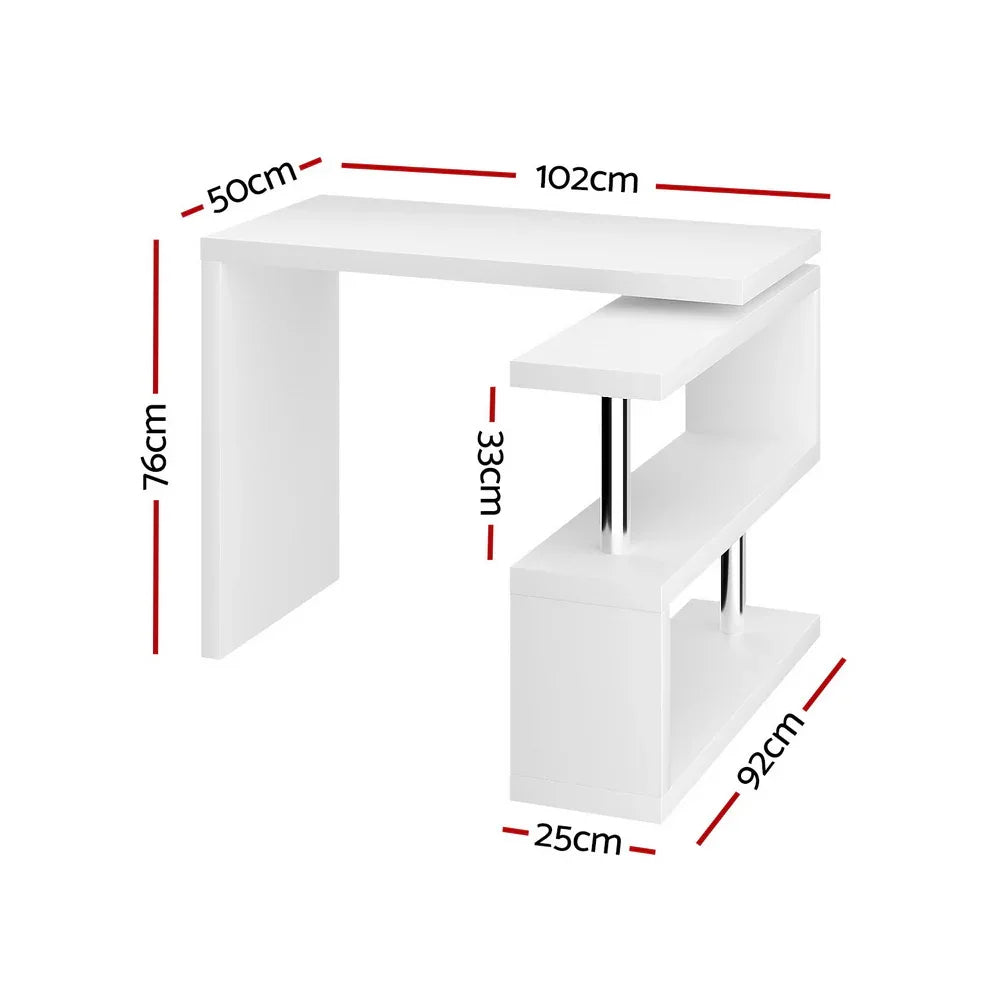 Artiss Computer Desk L-Shape Bookshelf White - Mekamart Australia