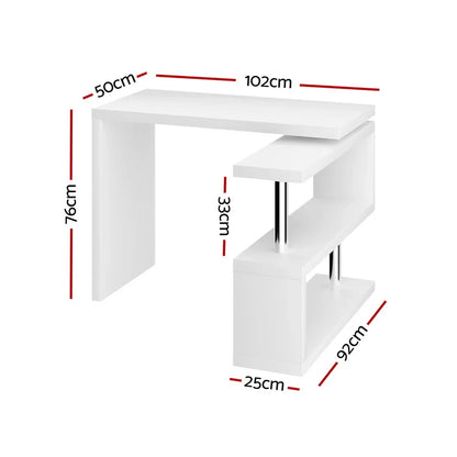 Artiss Computer Desk L-Shape Bookshelf White - Mekamart Australia