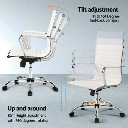 Artiss Computer Desk Office Chair Set PU Leather Wall Mount Foldable Table White - Mekamart Australia