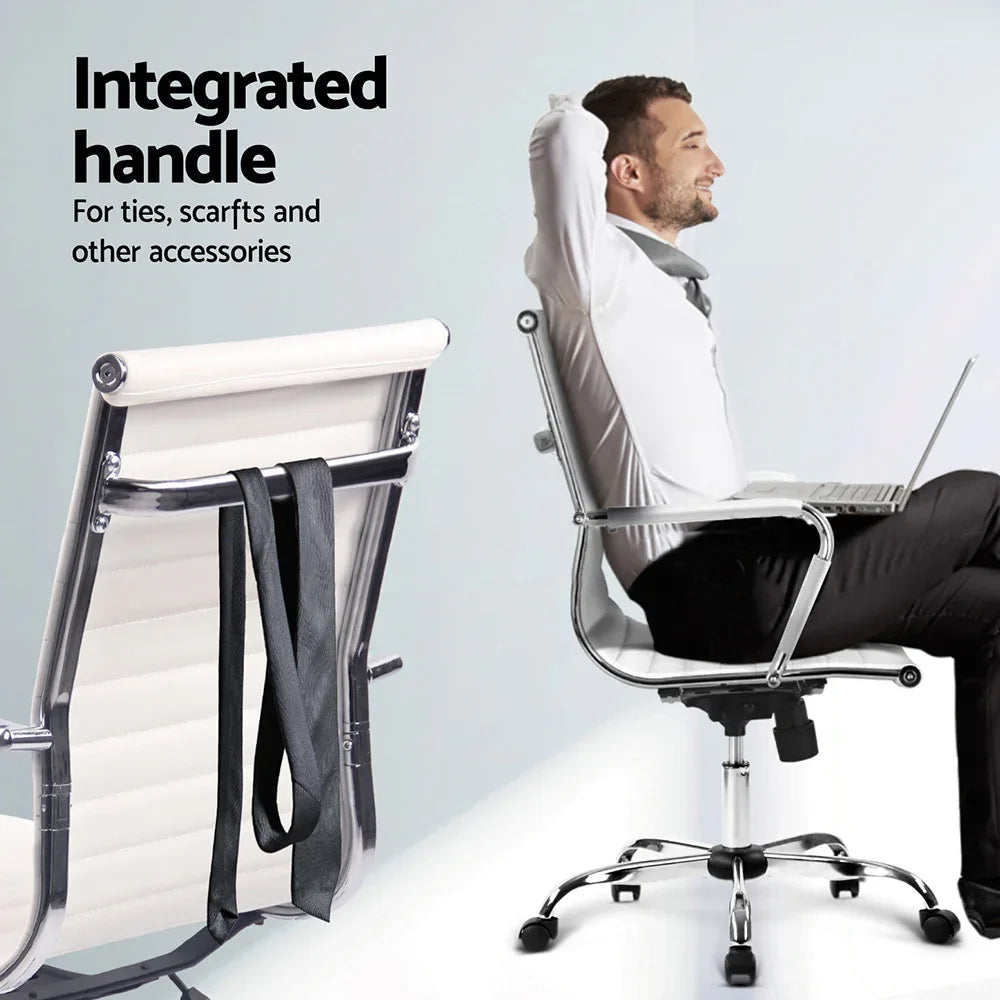 Artiss Computer Desk Office Chair Set PU Leather Wall Mount Foldable Table White - Mekamart Australia