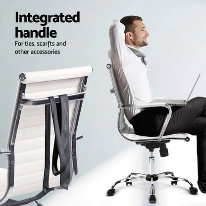 Artiss Computer Desk Office Chair Set PU Leather Wall Mount Foldable Table White - Mekamart Australia