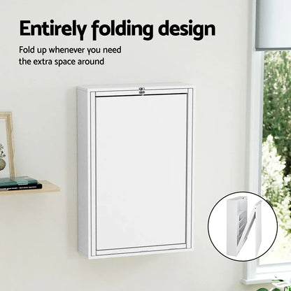 Artiss Computer Desk Office Chair Set PU Leather Wall Mount Foldable Table White - Mekamart Australia