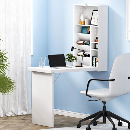 Artiss Computer Desk Bookshelf Wall Mount White - Mekamart Australia