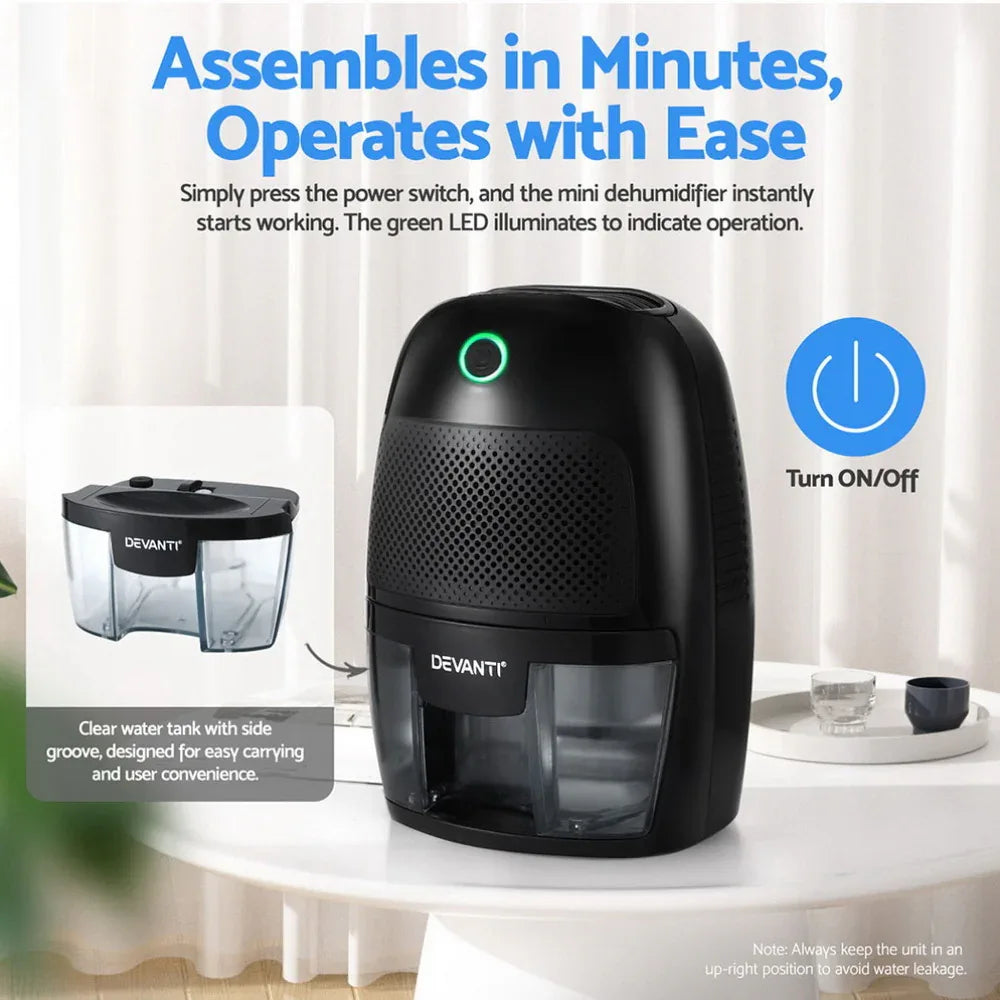 Devanti Dehumidifier 600ML Air Purifier Black - Mekamart Australia