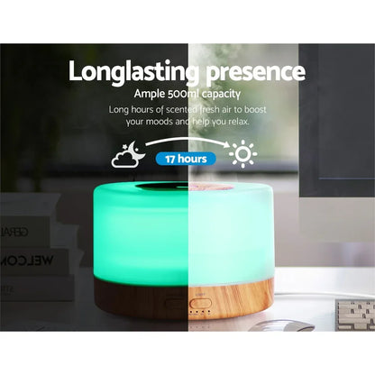 Devanti Aroma Diffuser Aromatherapy Light Wood 500ml - Mekamart Australia