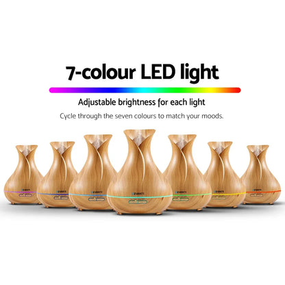 Devanti Aroma Diffuser Aromatherapy Light Wood 400ml - Mekamart Australia