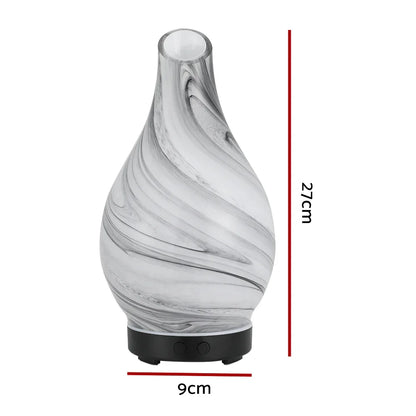 Devanti Aromatherapy Aroma Diffuser Essential Oil Humidifier LED Glass Marble - Mekamart Australia