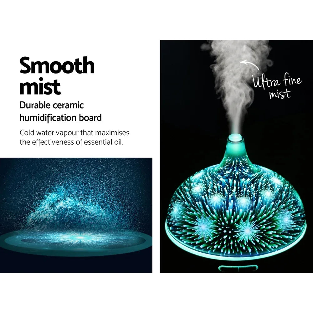 Devanti Aroma Diffuser Aromatherapy 3D Glass 400ml - Mekamart Australia