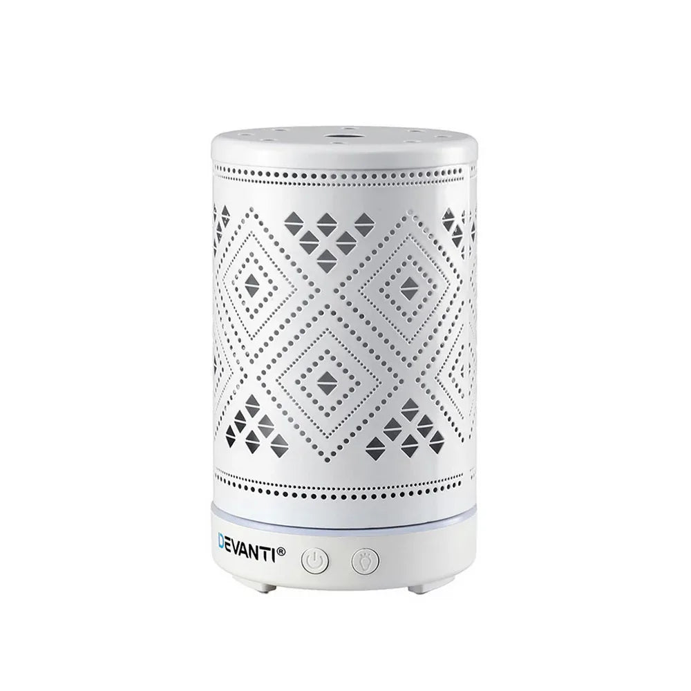 Devanti Ultrasonic Aroma Diffuser Aromatherapy 100ml LED Lights Iron Humidifier Forest - Mekamart Australia