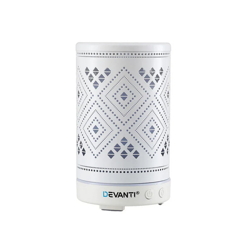 Devanti Ultrasonic Aroma Diffuser Aromatherapy 100ml LED Lights Iron Humidifier Forest - Mekamart Australia