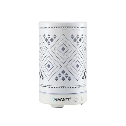 Devanti Ultrasonic Aroma Diffuser Aromatherapy 100ml LED Lights Iron Humidifier Forest - Mekamart Australia