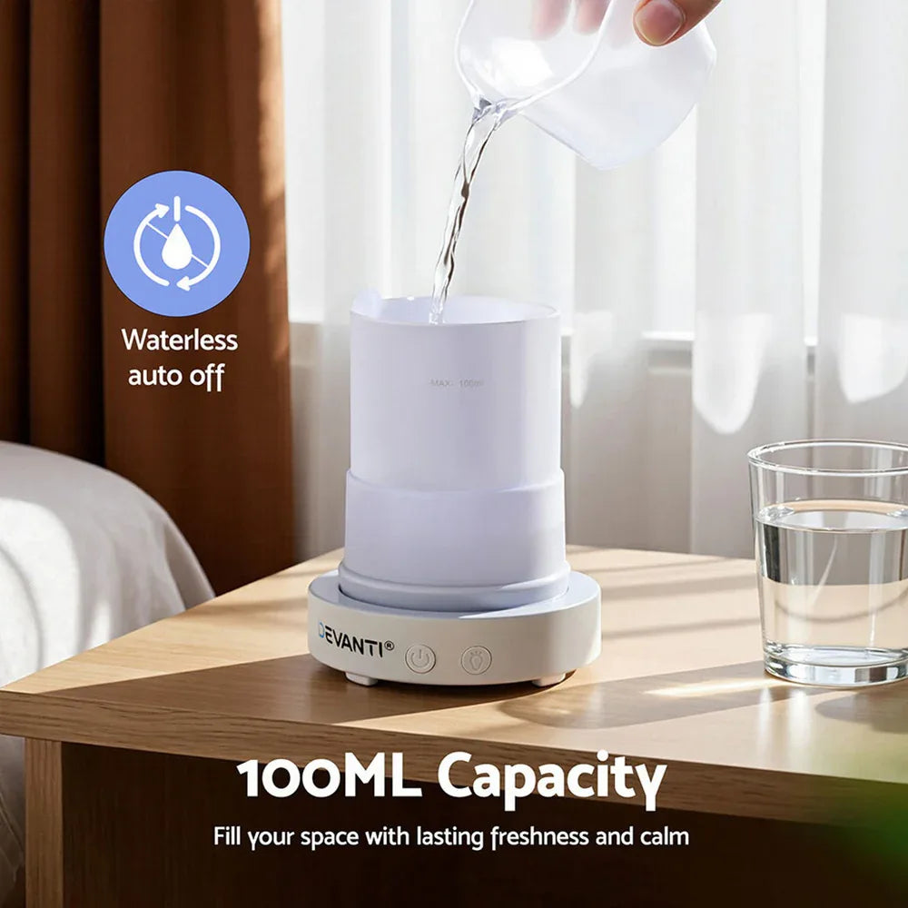 Devanti Ultrasonic Aroma Diffuser Aromatherapy 100ml LED Lights Iron Humidifier Forest - Mekamart Australia