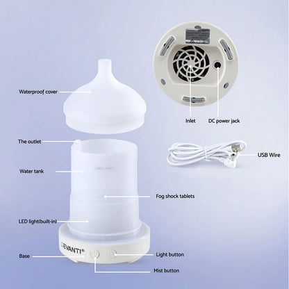 Devanti Ultrasonic Aroma Diffuser Aromatherapy 100ml LED Lights Iron Humidifier Forest - Mekamart Australia
