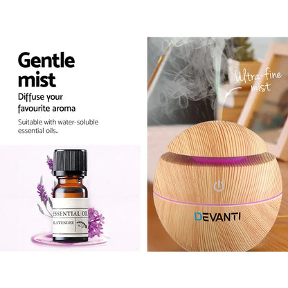 Devanti Aroma Diffuser Aromatherapy Light Wood 130ml - Mekamart Australia