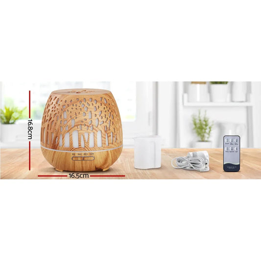 Devanti Aroma Diffuser Aromatherapy Wood Grain 400ml - Mekamart Australia