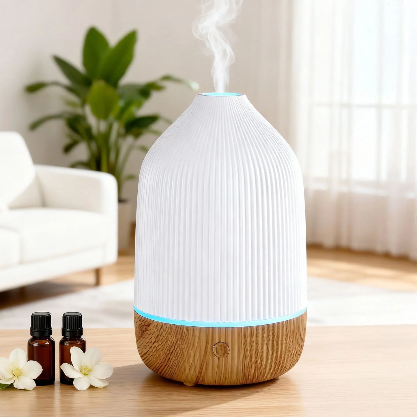Devanti Ultrasonic Aroma Diffuser Aromatherapy 100ml LED Lights Iron Humidifier Forest - Mekamart Australia