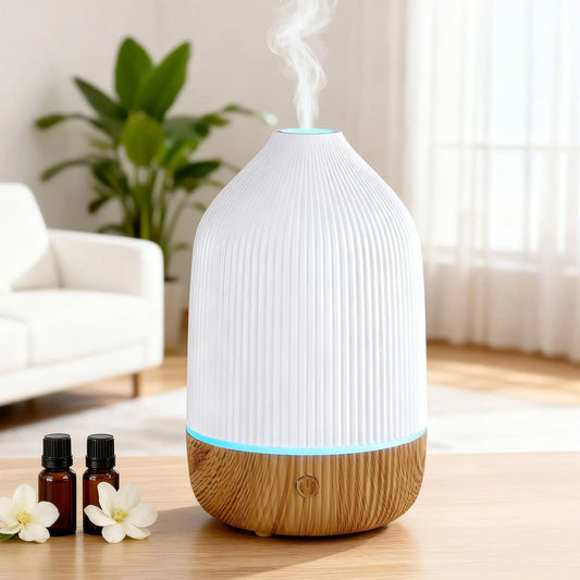 Devanti Ultrasonic Aroma Diffuser Aromatherapy 100ml LED Lights Iron Humidifier Forest - Mekamart Australia